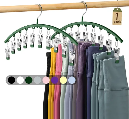 Vista 12 de Organizador de leggings para armario, perchas de metal para pantalones de yoga, 1 paquete con 10 clips con capacidad para 10 leggings, organizador