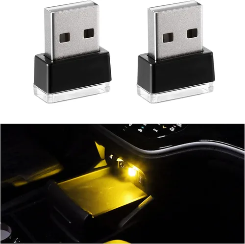 Vista 17 de 4 PCS Lámpara de Atmósfera Interior de Coche LED USB, Mini Luz Nocturna LED Portátil, Kit de Iluminación Ambiental de Maletero con Interfaz USB