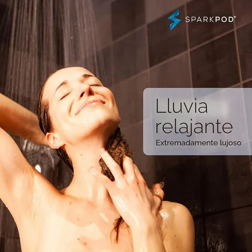 Vista 4 de SparkPod Cabezal de Ducha de Lluvia Redondo con Brazo de Extensión - Cabezal de Ducha de Altura Ajustable con Rendimiento de Alta Presión