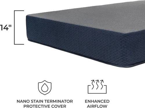 Vista 2 de DREAMFOAM Brooklyn Bedding Copperflex Essential - Colchón de espuma viscoelástica de gel de 14 pulgadas con protección contra manchas