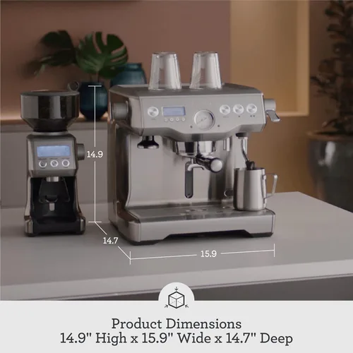 Vista 6 de Breville la Máquina de Café Espresso de Doble Caldera con Sistema de Calentamiento Dual de Leche, Máquina de Cappuccino y Latte para el Hogar Rojo
