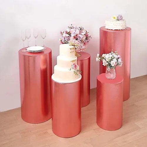 Vista 4 de Juego de 5 cubiertas de soporte de exhibición de elastano con pedestal de cilindro rubor, suministros de decoración para el hogar