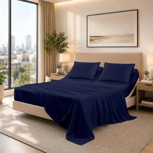 Vista 20 de SGI bedding Sábana Queen de 28 pulgadas con cabecera flexible y parte superior dividida, 100% algodón egipcio - 600 número de hilos, sábanas de 01