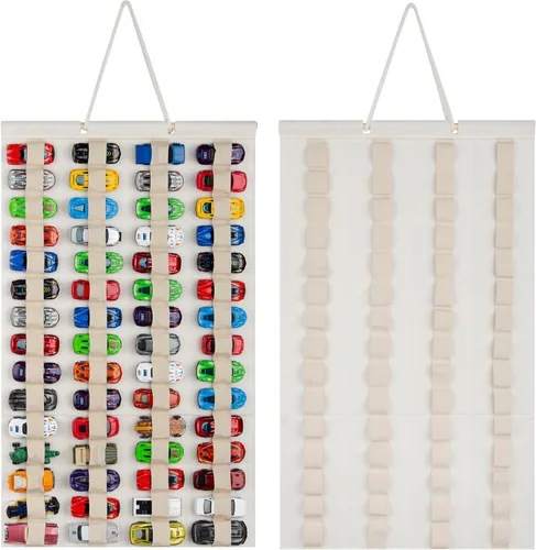Vista 8 de Organizador de almacenamiento colgante para autos de juguete, vitrina de fieltro con capacidad para 60 autos de juguete (sin accesorios) (negro)