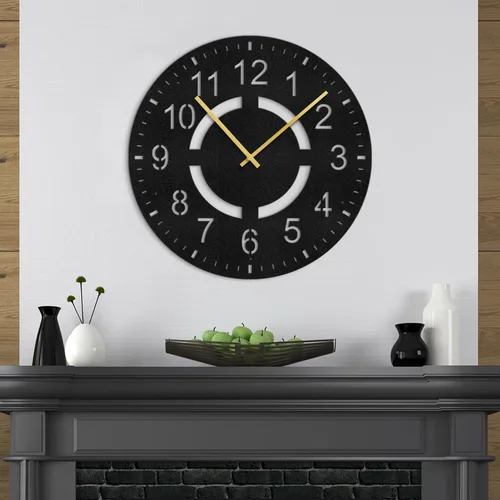Vista 3 de Reloj de pared de metal, arte de pared silencioso, funciona con pilas, números grandes, escultura de pared, colgantes, decoración del hogar