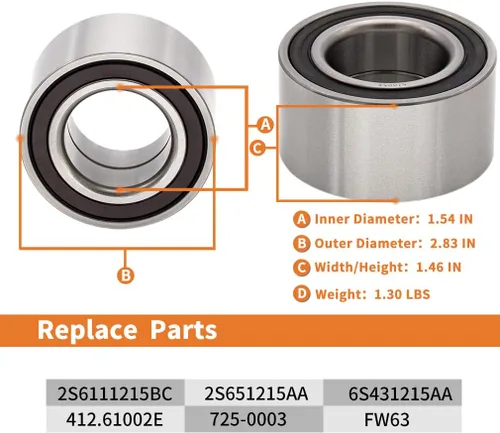 Vista 5 de Par 510056 Rodamiento de rueda delantera y buje compatible con Ford Focus 2000 2011, Fiesta 2011 2012 2013, Mazda 2 2011 2012 2013