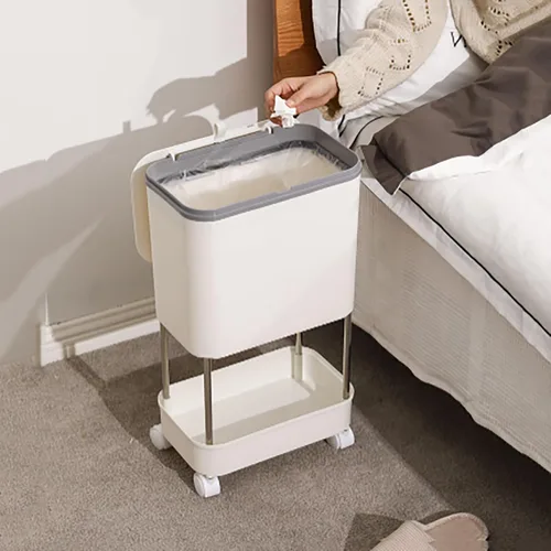 Vista 4 de Papelera extraíble de compost para cocina, compostador, papelera extraíble para cocina del hogar, papelera multifuncional en capas, papelera Blanco