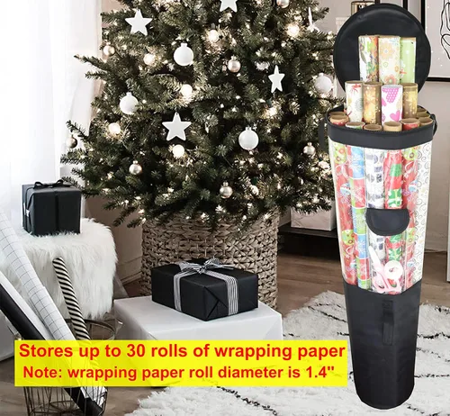 Vista 3 de Freegrace Organizador de papel de regalo Bolsa de almacenamiento grande de 9 x 40.9 pulgadas Organización de bolsas de regalo debajo de la cama