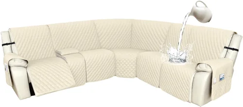Vista 15 de Arfntevss Fundas de sofá modular reclinable, 100% impermeable, en forma de L, para sillón reclinable en forma de L, funda seccional lavable