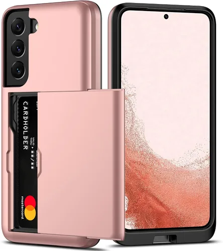 Vista 18 de Nvollnoe Funda para Samsung S22 con tarjetero 5G de 6.1 pulgadas, delgada, de doble capa, resistente, protector para Galaxy S22, funda con ranura
