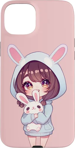Vista 9 de Anime Girl With Bunny Kawaii Easter Japanese Otaku Girl Case for iPhone 16