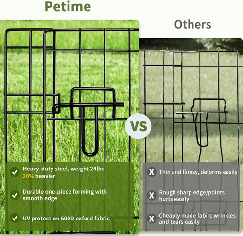 Vista 29 de PETIME - Corral plegable de metal para ejercicio de perros/Parque de juegos para cachorros con 8 paneles para interior/exterior, valla de patio