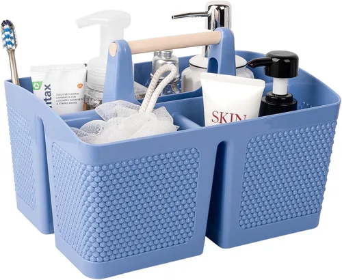 Vista 8 de rejomiik - Cesta portátil para ducha de plástico, organizador de limpieza con asa, organizador de almacenamiento portátil con asa para baño, Negro