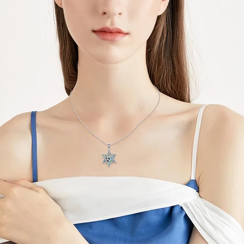 Vista 5 de AXELUNA - Collar de plata de ley con estrella judía de David para mujeres y hombres