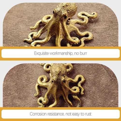 Vista 4 de BESPORTBLE Adorno de pulpo de latón, mini escultura de escritorio, figura de animal pequeño, decoración de oficina en casa, figura de arte de metal