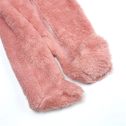 Vista 6 de Overol de forro polar con capucha chaqueta para bebé niño ropa de abrigo para niñas y niñas rosa 0-3 meses