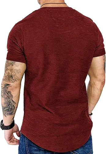 Vista 2 de COOFANDY Camiseta de entrenamiento muscular para hombre, camiseta de manga corta para gimnasio, culturismo, moda