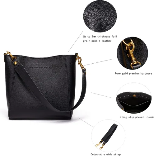 Vista 3 de Bolso de mano de cuero para mujer, bolso de hombro y bolsos de mano