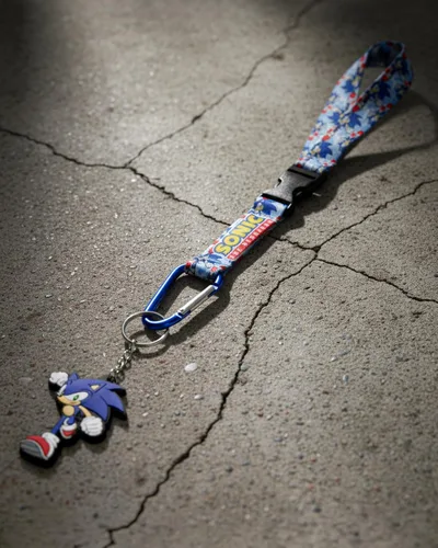 Vista 3 de JUST FUNKY Sonic The Hedgehog - Correa de muñeca para llaves Correa de mano y muñeca llavero para hombres o mujeres