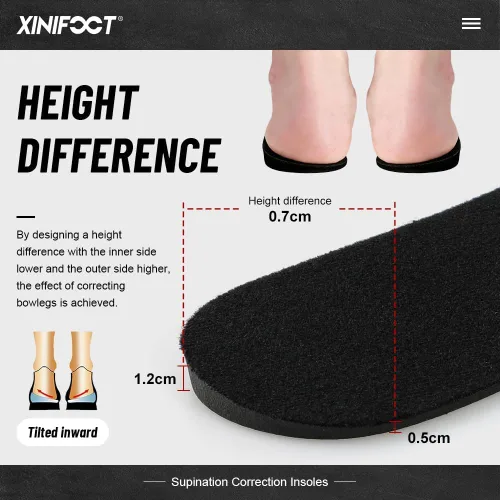 Vista 7 de XINIFOOT Plantillas ortopédicas que corrigen la postura, plantillas de zapatos de pierna tipo O/X, pronación de fascitis plantar, pies planos