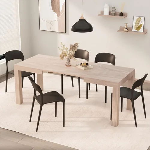 Vista 11 de Mobili Fiver, mesa extensible First, fresno negro, fabricada en Italia