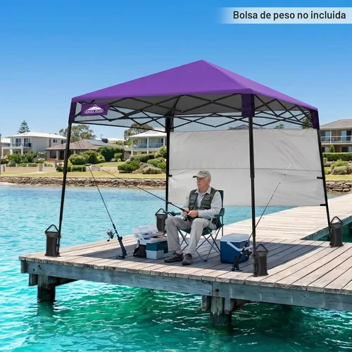 Vista 8 de EAGLE PEAK Toldo Emergente de 8x8 pies con Pared Lateral, Compacto, Portátil con Patas Inclinadas, Refugio Solar Instantáneo para Playa, Deportes