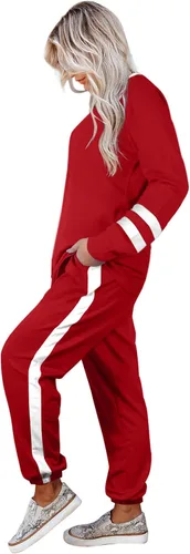 Vista 147 de Aloodor conjunto deportivo de 2 piezas para mujer, con sudadera con cuello redondo, sin botones
