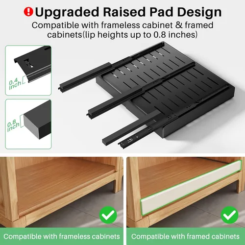 Vista 2 de Kitstorack Organizador de gabinete extraíble, expandible (12"-20") cajón deslizante resistente fijo con nano película adhesiva para ollas