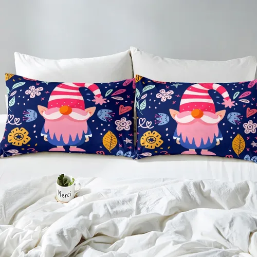Vista 5 de Erosebridal Juego de ropa de cama de Navidad tamaño individual, bonita funda de edredón enana de Papá Noel de dibujos animados para niños, funda