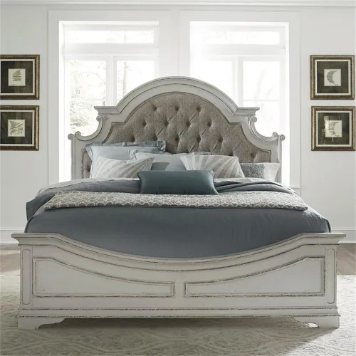 Vista 3 de Liberty Furniture Industries Magnolia Manor King - Cama tapizada, color blanco