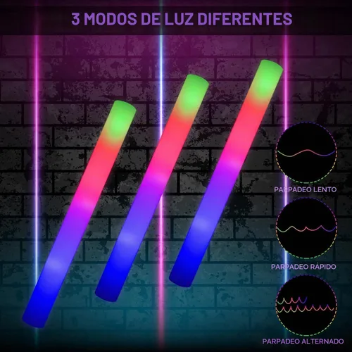 Vista 3 de LifBetter Varillas luminosas a granel, varillas de espuma LED en la oscuridad con 3 modos intermitentes de espuma LED multicolor iluminan recuerdos