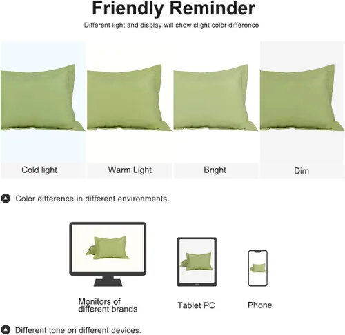 Vista 7 de uxcell Paquete de 2 fundas de almohada de microfibra cepillada suave con cierre de sobre, estándar (20 x 26 pulgadas), color verde aguacate