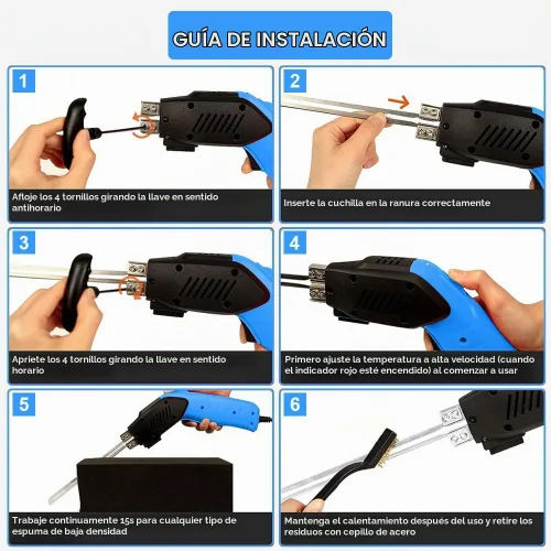 Vista 5 de Cortador de espuma eléctrico refrigerado por aire, herramienta de corte de espuma de poliestireno con 4 cuchillas para EPP, EPS, XPS, EVA, EPE, PU