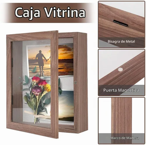 Vista 4 de Muzilife Marco de fotos de madera Shadow Box de 8 x 10, 2.16 de profundidad Marrón