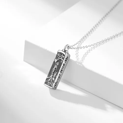 Vista 22 de Collar con colgante de urna de cenizas de cremación y árbol de la vida para mujer, plata de ley US1