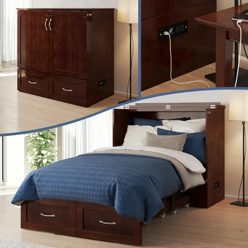 Vista 27 de AFI, Hamilton Twin XL Murphy - Cómoda de cama con colchón y cajón de 6 pulgadas, color gris