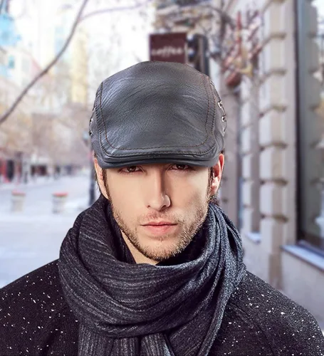 Vista 7 de Gorra de cuero para hombre, diseño de Ivy Gatsby, sombrero de caza para golf