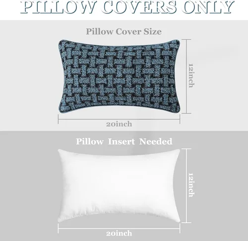 Vista 7 de Paquete de 2 fundas de almohada lumbar con textura de boucle de 12 x 20 pulgadas, fundas decorativas de piel sintética y suave para sofá, silla