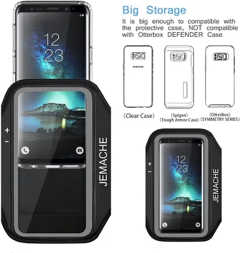 Vista 6 de Galaxy S7 Edge/S8/S8+ banda para el brazo, JEMACHE banda para el brazo para ejercicio, gimnasio, correr/trotar/ejercicio para Samsung Galaxy S8/S7