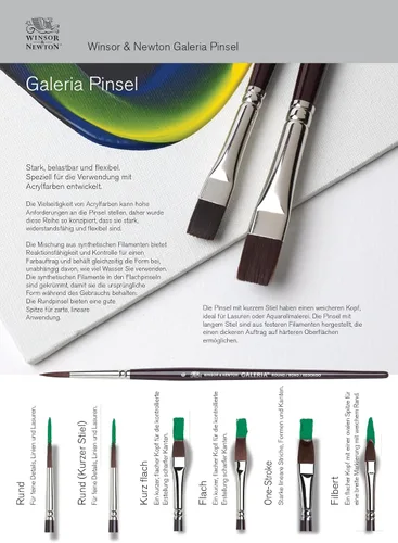Vista 6 de Winsor & Newton Galeria - Paquete de pinceles acrílicos, mango largo, paquete de 3, #1, negro, 4, 4, 12