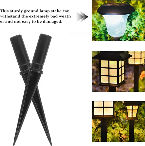 Vista 8 de Uonlytech Estaca de lámpara de jardín, 10 piezas, estacas de repuesto de luz solar, estacas de plástico para luces solares al aire libre, duraderas