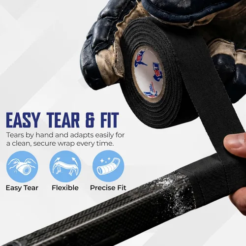 Vista 5 de sports tape ST Pro-Grade Cloth Hockey Tape (6 Rolls) - Strong Long-Lasting, Water Resistant Athletic Grip Tape for Lacrosse, Hockey, Baseball &