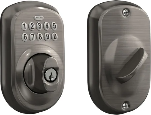 Vista 13 de Schlage - Cerradura electrónica para teclado, borde Camelot, bronce envejecido