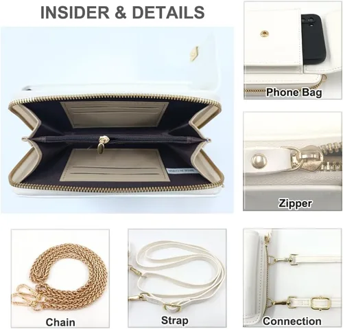 Vista 4 de PORT&LOTUS Crossbody Chain Bags for Women Cell Phone Purse Wallet PU Leather Small Women's Handbags