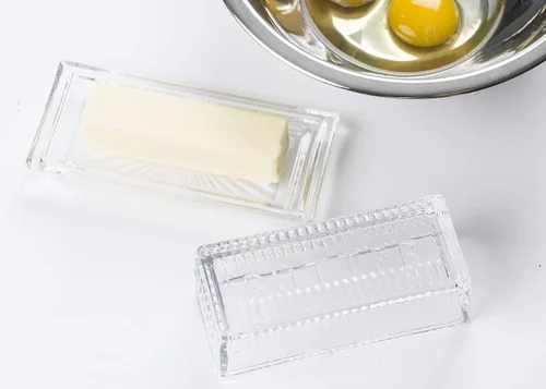 Vista 8 de Tablecraft Plato individual, vidrio transparente, mantequilla en relieve, 7 x 3 x 2.75, paquete de 6