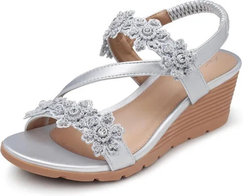 Vista 7 de SHIBEVER Womens Wedge Sandals: Well-Cushioned and Support for Comfortable Beige