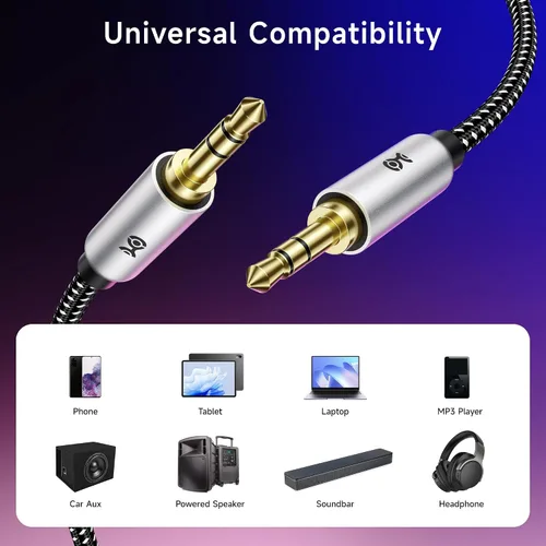Vista 5 de Cable Matters Paquete de 2 cables de audio de 0.1 in, cable auxiliar, 3 pies