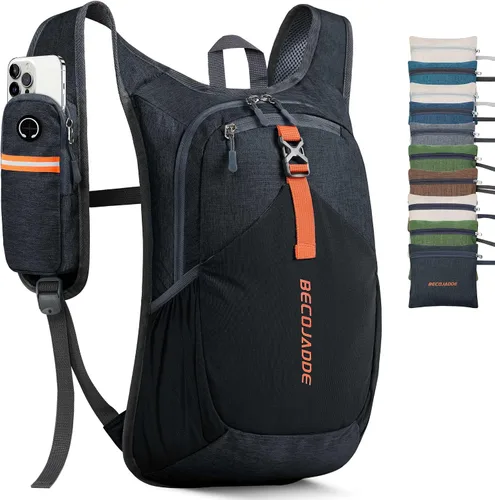 Vista 13 de BECOJADDE - Mochila de senderismo pequeña de 15 L para hombres y mujeres, plegable, ultraligera, para viajes, camping, actividades al aire libre