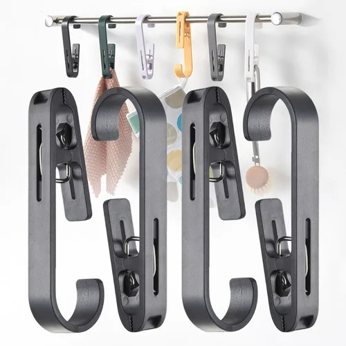 Vista 14 de iBetterLife Alfileres de ropa resistentes para exteriores, 8 ganchos grandes para ropa sucia con clips, abrazaderas organizadoras de armario
