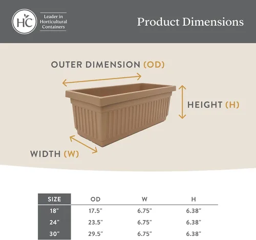 Vista 5 de The HC Companies Macetero veneciano de 18 pulgadas con tapón de drenaje, macetas de plástico ligero resistente a los rayos UV para interiores y Negro
